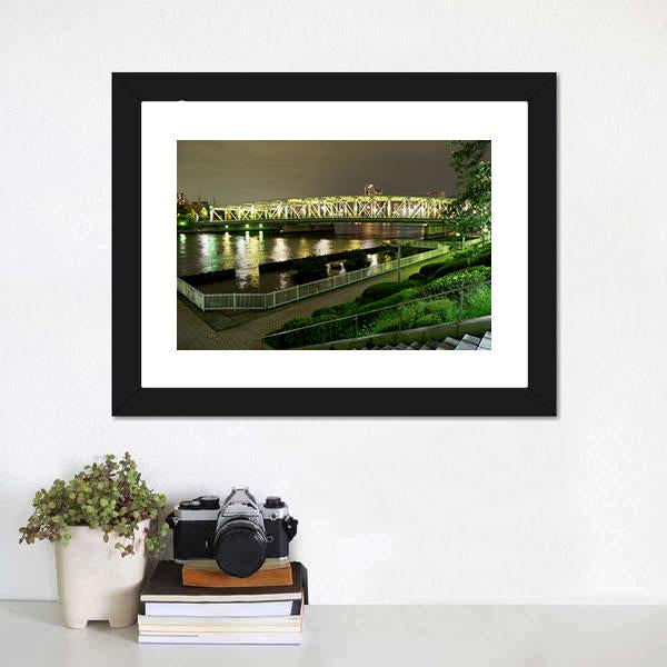 Riverside Promenade In Japan Canvas Wall Art-1 Piece-Framed Print-20" x 16"-Tiaracle