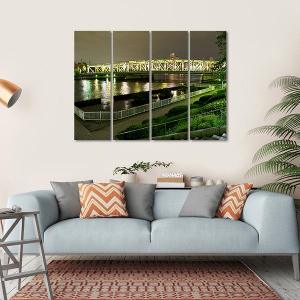 Riverside Promenade In Japan Canvas Wall Art-4 Horizontal-Gallery Wrap-34" x 24"-Tiaracle