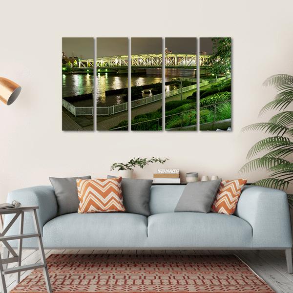 Riverside Promenade In Japan Canvas Wall Art-5 Horizontal-Gallery Wrap-22" x 12"-Tiaracle