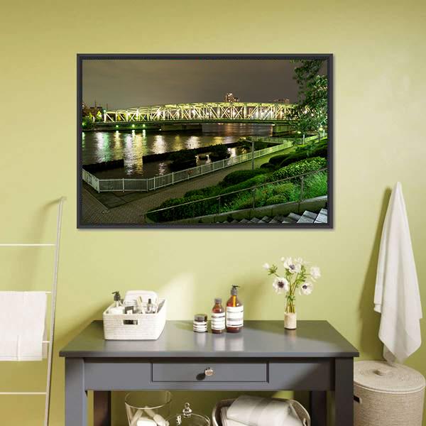 Riverside Promenade In Japan Canvas Wall Art-5 Horizontal-Gallery Wrap-22" x 12"-Tiaracle