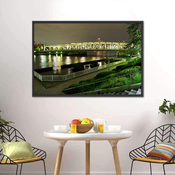 Riverside Promenade In Japan Canvas Wall Art-5 Horizontal-Gallery Wrap-22" x 12"-Tiaracle