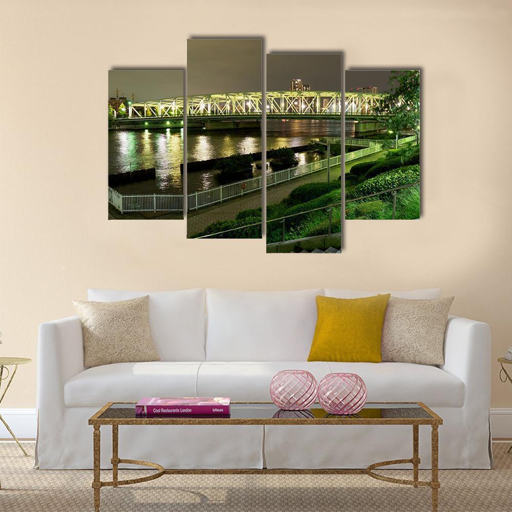 Riverside Promenade In Japan Canvas Wall Art-4 Pop-Gallery Wrap-50" x 32"-Tiaracle