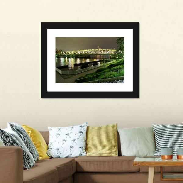 Riverside Promenade In Japan Canvas Wall Art-3 Horizontal-Gallery Wrap-25" x 16"-Tiaracle