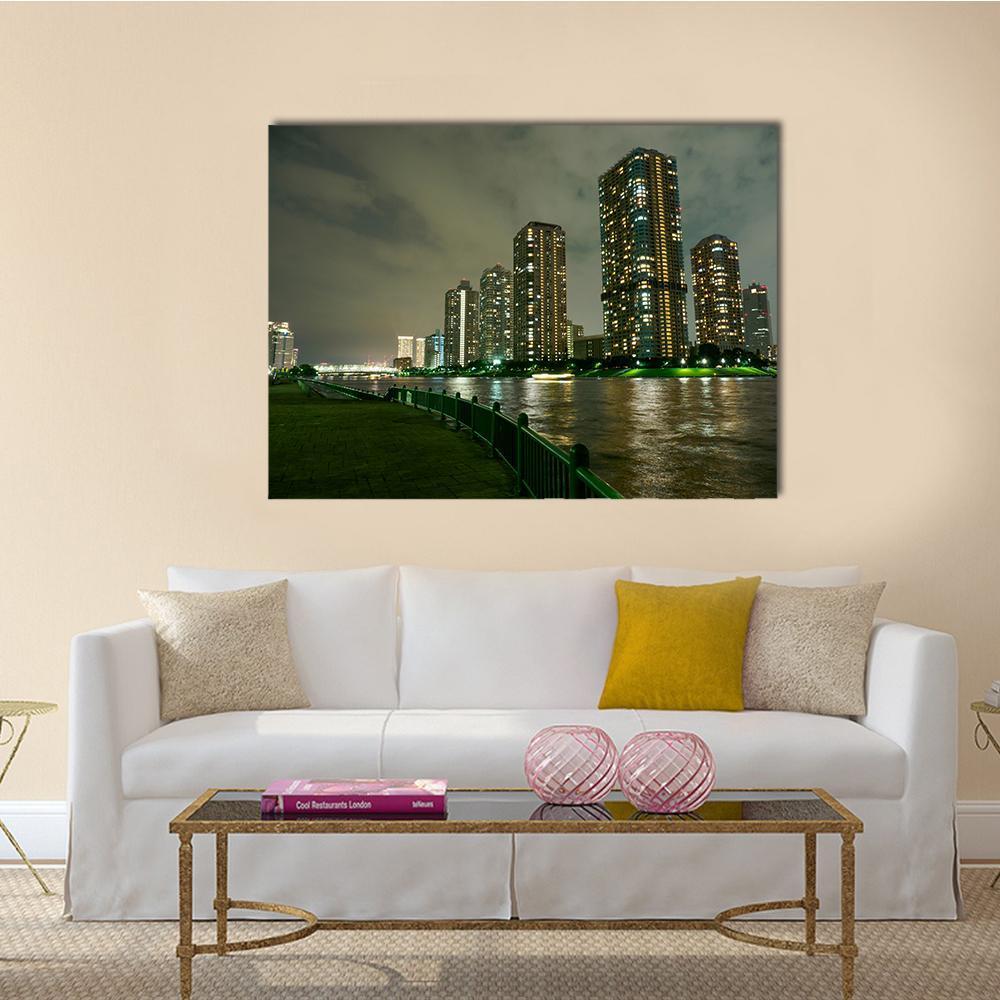 Riverside Promenade Japan Canvas Wall Art-1 Piece-Gallery Wrap-36" x 24"-Tiaracle