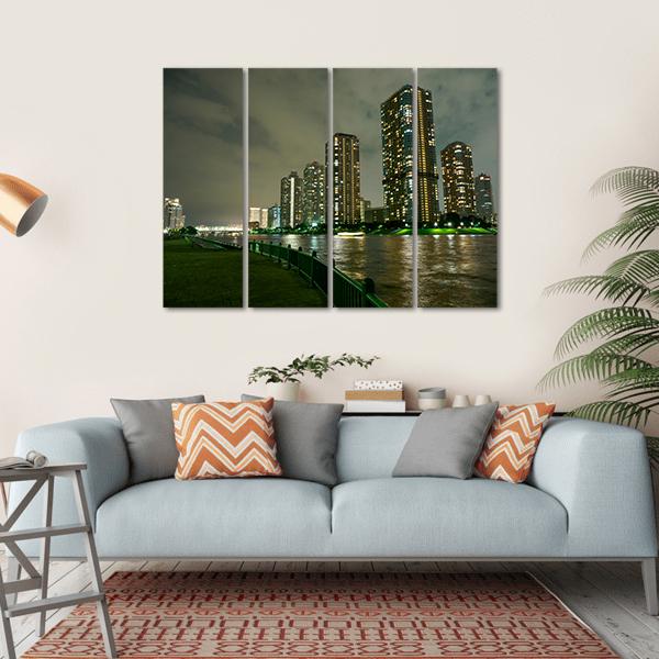 Riverside Promenade Japan Canvas Wall Art-4 Horizontal-Gallery Wrap-34" x 24"-Tiaracle