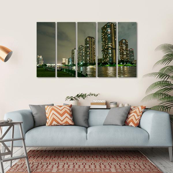 Riverside Promenade Japan Canvas Wall Art-5 Horizontal-Gallery Wrap-22" x 12"-Tiaracle