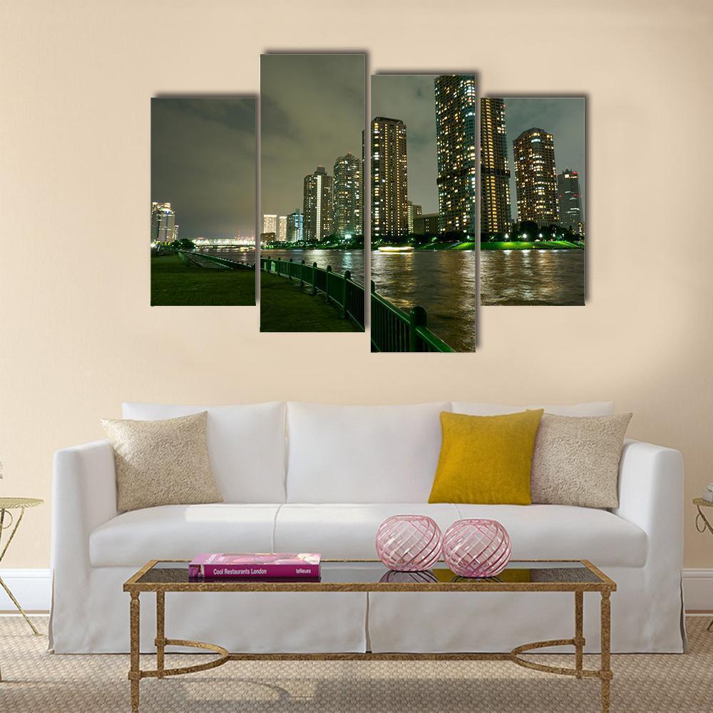 Riverside Promenade Japan Canvas Wall Art-4 Pop-Gallery Wrap-50" x 32"-Tiaracle