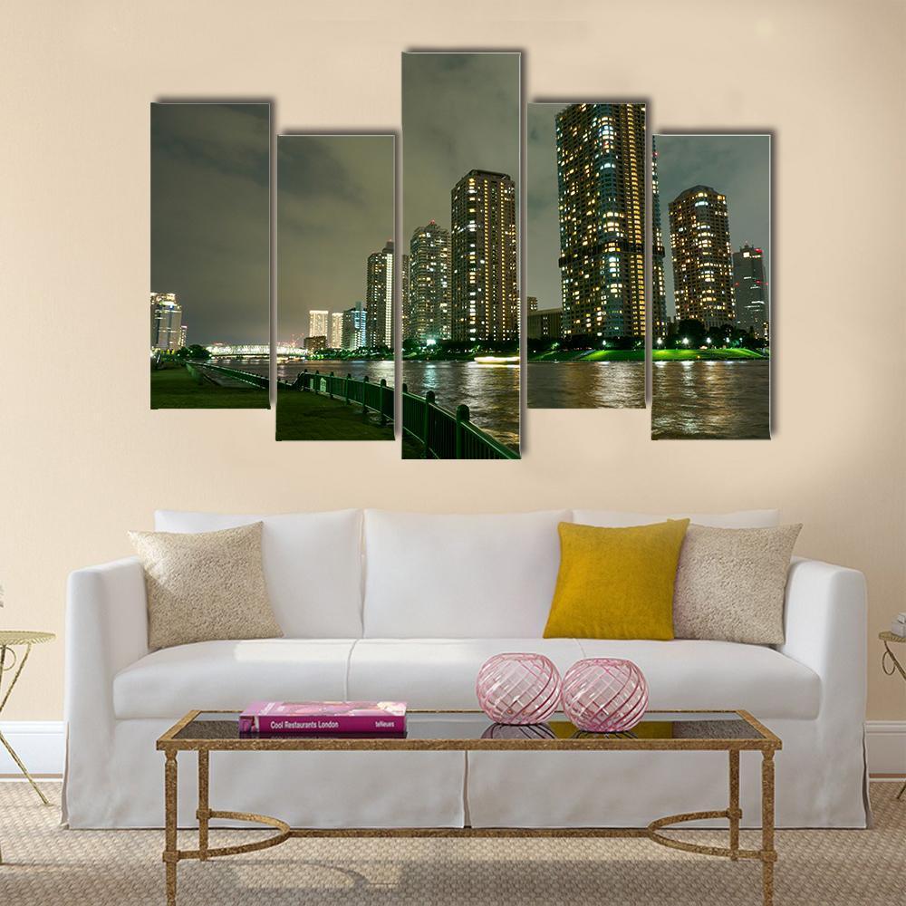 Riverside Promenade Japan Canvas Wall Art-5 Pop-Gallery Wrap-47" x 32"-Tiaracle