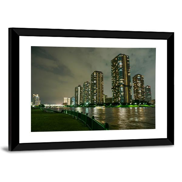 Riverside Promenade Japan Canvas Wall Art-3 Horizontal-Gallery Wrap-25" x 16"-Tiaracle