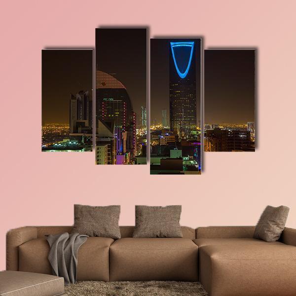 Riyadh At Night Canvas Wall Art-4 Pop-Gallery Wrap-50" x 32"-Tiaracle