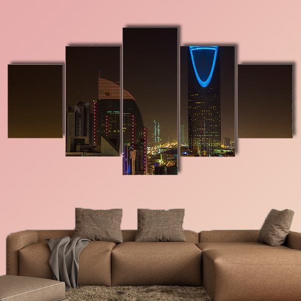 Riyadh At Night Canvas Wall Art-5 Star-Gallery Wrap-62" x 32"-Tiaracle