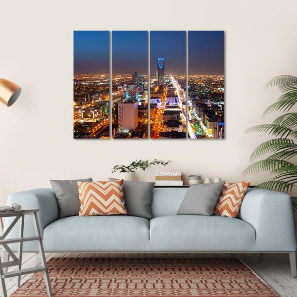 Riyadh Skyline At Night Canvas Wall Art-4 Horizontal-Gallery Wrap-34" x 24"-Tiaracle