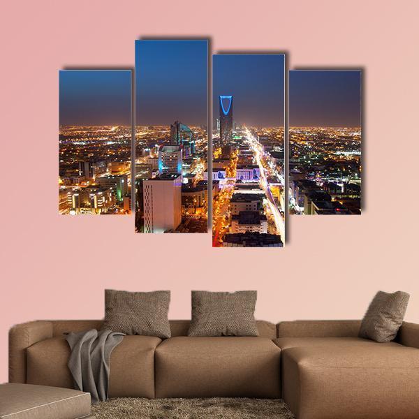 Riyadh Skyline At Night Canvas Wall Art-4 Pop-Gallery Wrap-50" x 32"-Tiaracle