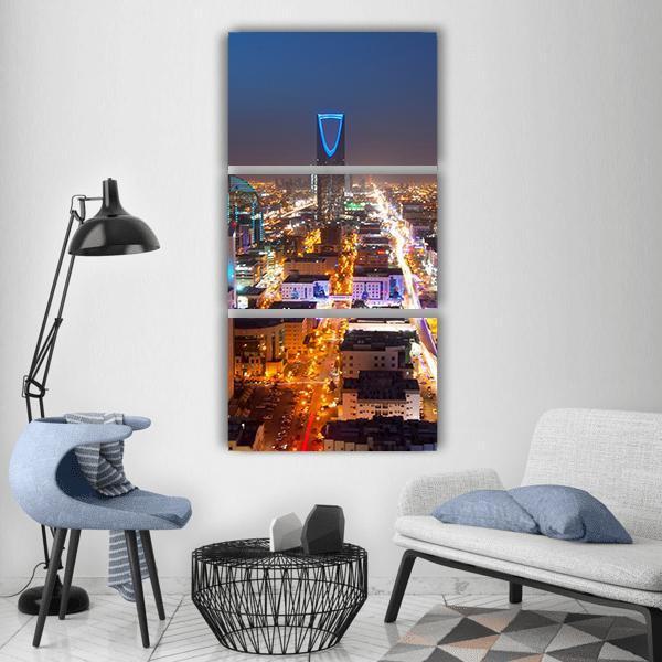 Riyadh Skyline At Night Vertical Canvas Wall Art-3 Vertical-Gallery Wrap-12" x 25"-Tiaracle