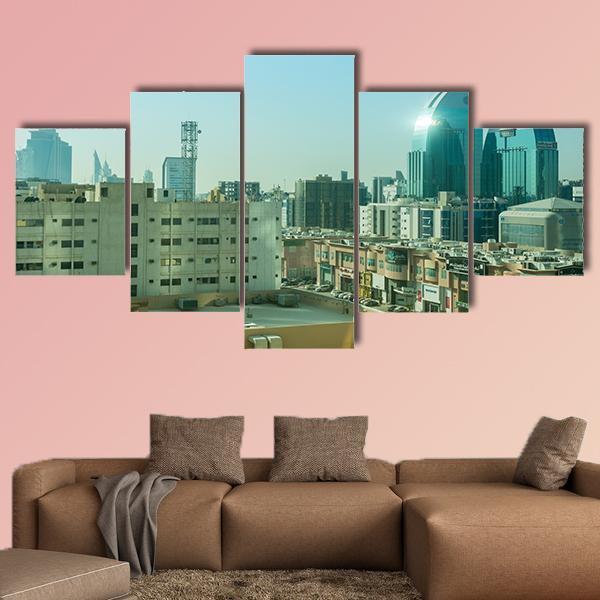 Riyadh With Buildings And Skylines Canvas Wall Art-5 Star-Gallery Wrap-62" x 32"-Tiaracle