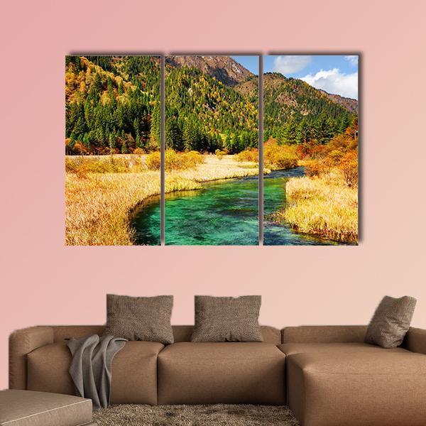 Rize Valley In Jiuzhaigou China Canvas Wall Art-3 Horizontal-Gallery Wrap-25" x 16"-Tiaracle