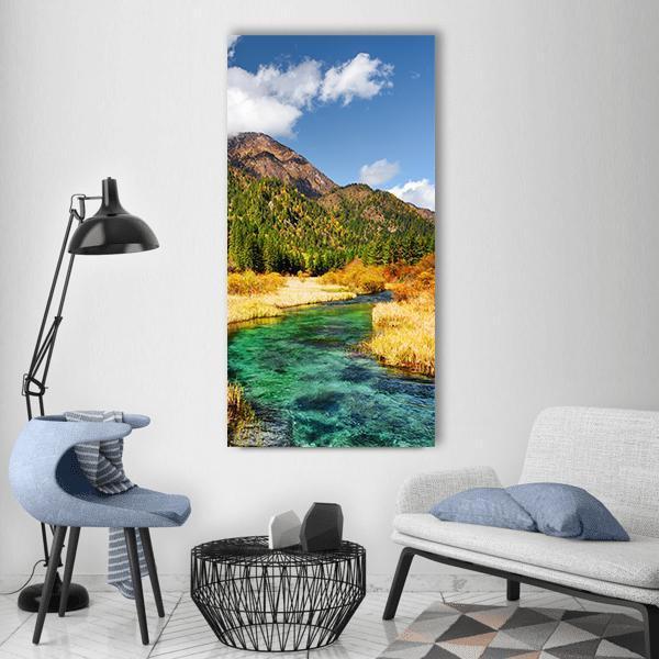 Rize Valley In Jiuzhaigou China Vertical Canvas Wall Art-3 Vertical-Gallery Wrap-12" x 25"-Tiaracle