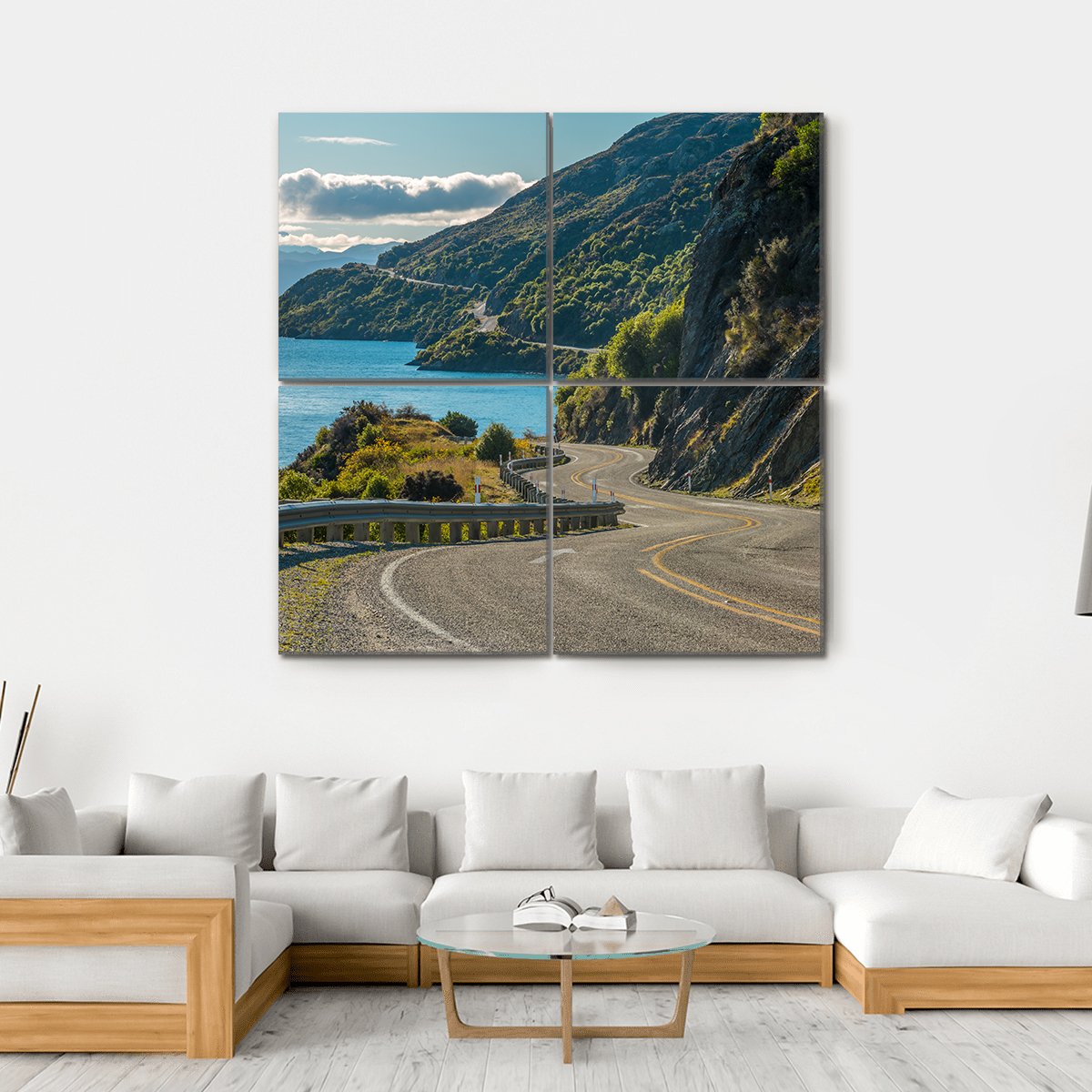 Road Along Lake Wakatipu In Queenstown Canvas Wall Art-5 Horizontal-Gallery Wrap-22" x 12"-Tiaracle