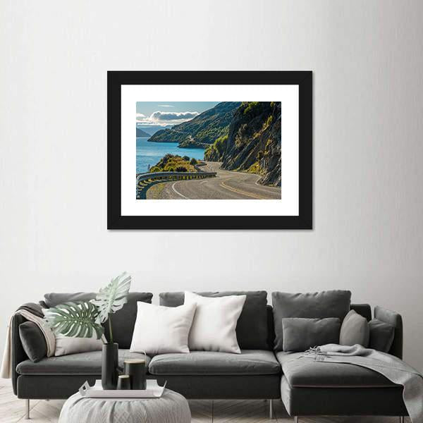 Road Along Lake Wakatipu In Queenstown Canvas Wall Art-3 Horizontal-Gallery Wrap-25" x 16"-Tiaracle