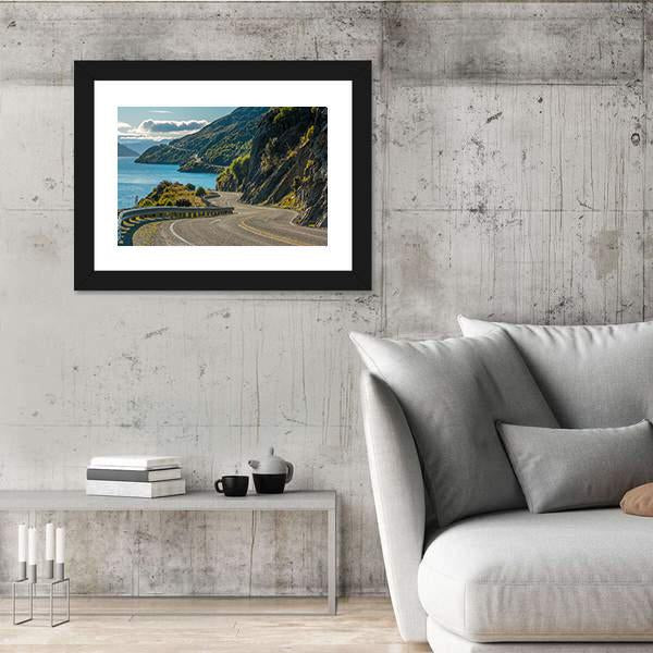 Road Along Lake Wakatipu In Queenstown Canvas Wall Art-3 Horizontal-Gallery Wrap-25" x 16"-Tiaracle
