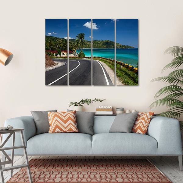 Road Along Tropical Coastline Canvas Wall Art-4 Horizontal-Gallery Wrap-34" x 24"-Tiaracle