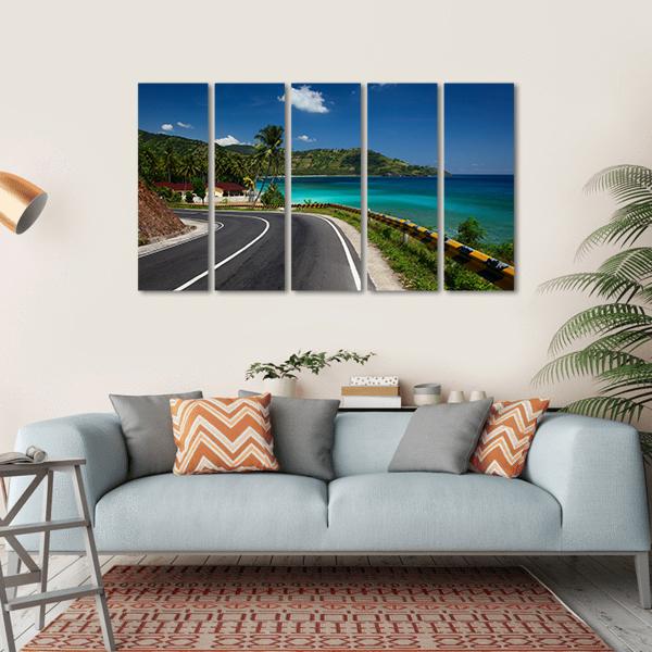 Road Along Tropical Coastline Canvas Wall Art-5 Horizontal-Gallery Wrap-22" x 12"-Tiaracle