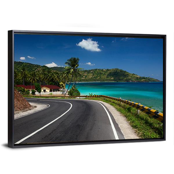 Road Along Tropical Coastline Canvas Wall Art-3 Horizontal-Gallery Wrap-25" x 16"-Tiaracle