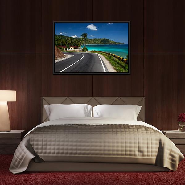 Road Along Tropical Coastline Canvas Wall Art-3 Horizontal-Gallery Wrap-25" x 16"-Tiaracle
