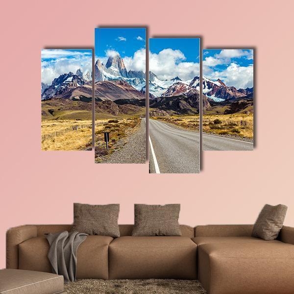Road And Mountain Panorama With Fitz Roy Peak Canvas Wall Art-3 Horizontal-Gallery Wrap-25" x 16"-Tiaracle