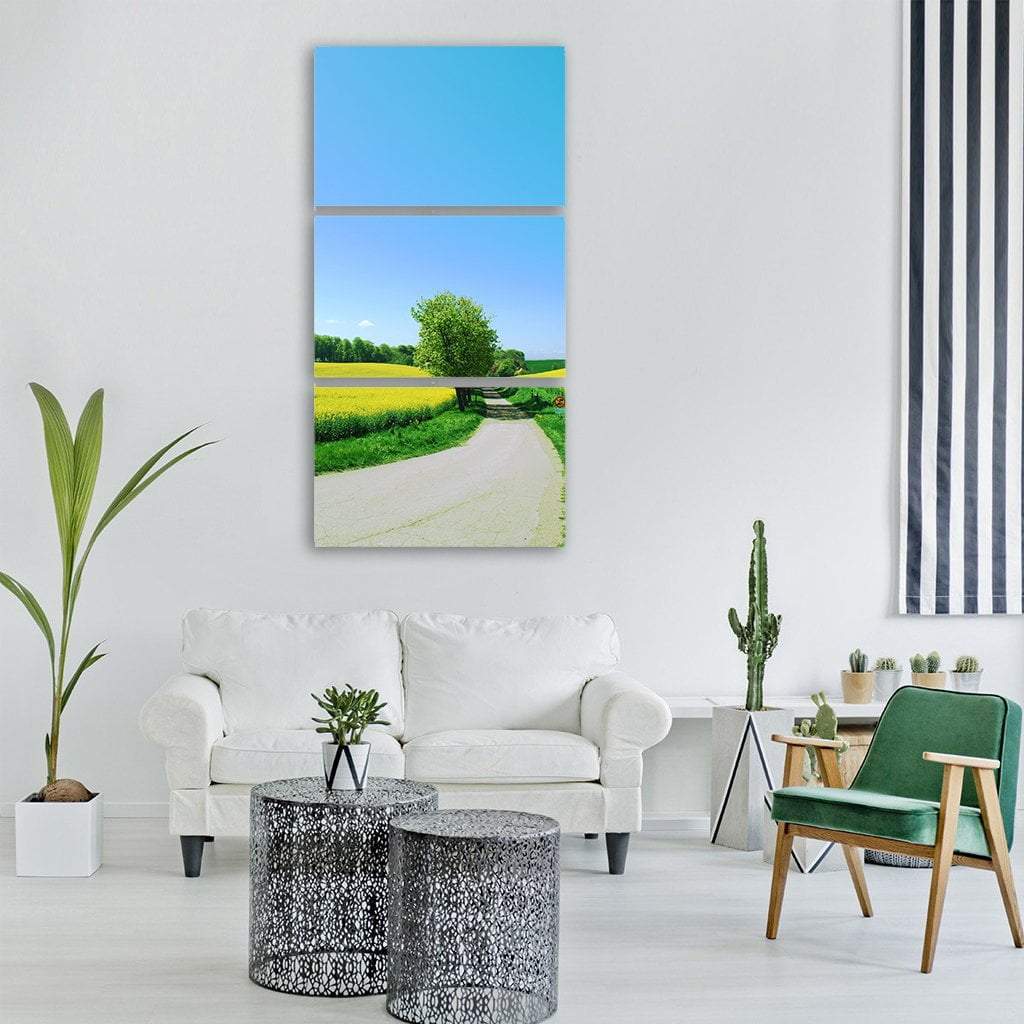 Road Between Fields In Sweden Vertical Canvas Wall Art-3 Vertical-Gallery Wrap-12" x 25"-Tiaracle