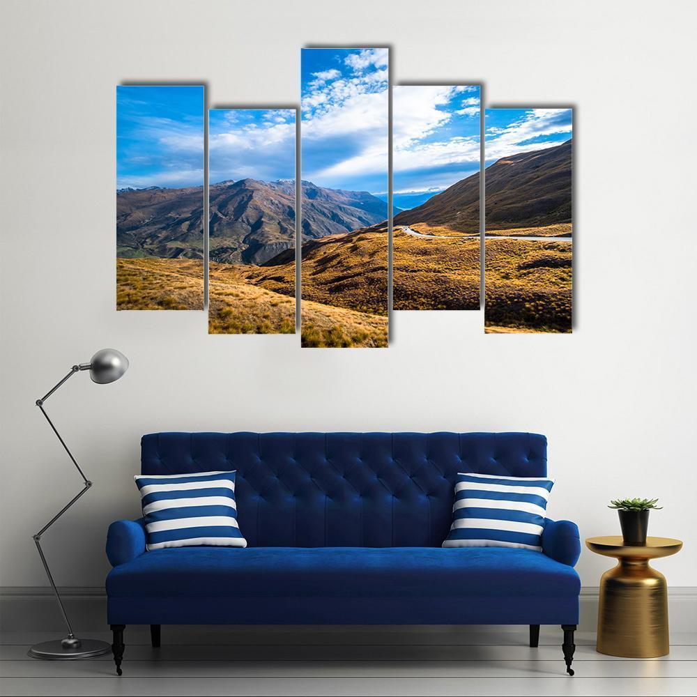 Road Between Queenstown And Wanaka Via Crown Range Canvas Wall Art-5 Pop-Gallery Wrap-47" x 32"-Tiaracle