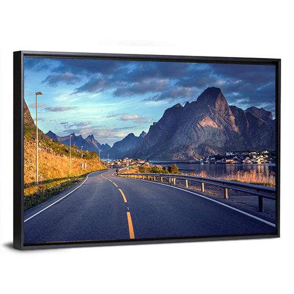 Road By The Sea In Lofoten Islands Canvas Wall Art-3 Horizontal-Gallery Wrap-25" x 16"-Tiaracle