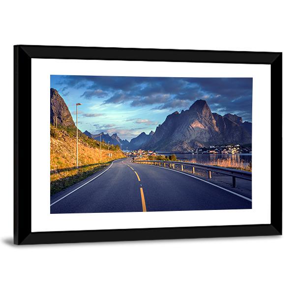 Road By The Sea In Lofoten Islands Canvas Wall Art-3 Horizontal-Gallery Wrap-25" x 16"-Tiaracle