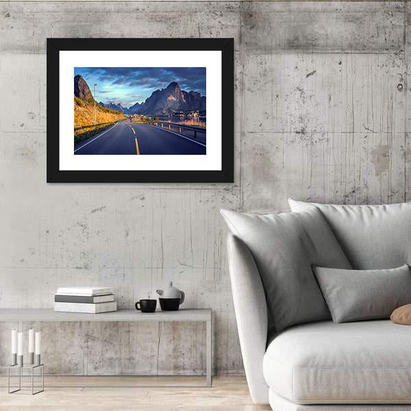 Road By The Sea In Lofoten Islands Canvas Wall Art-3 Horizontal-Gallery Wrap-25" x 16"-Tiaracle