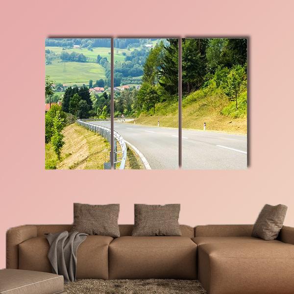 Road Curves In Austrian Mountains Canvas Wall Art-3 Horizontal-Gallery Wrap-37" x 24"-Tiaracle