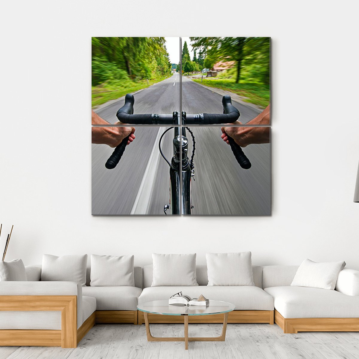 Road Cycling Canvas Wall Art-4 Square-Gallery Wrap-17&quot; x 17&quot;-Tiaracle
