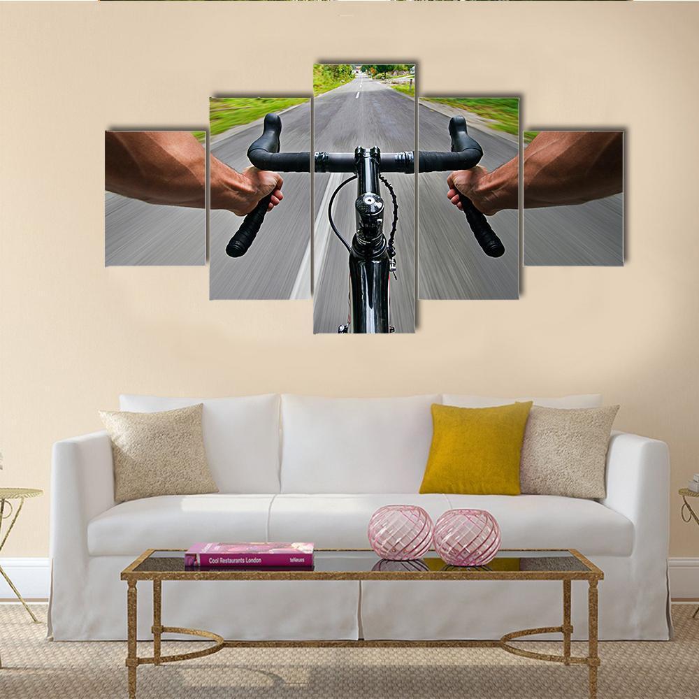 Road Cycling Canvas Wall Art-5 Star-Gallery Wrap-62" x 32"-Tiaracle