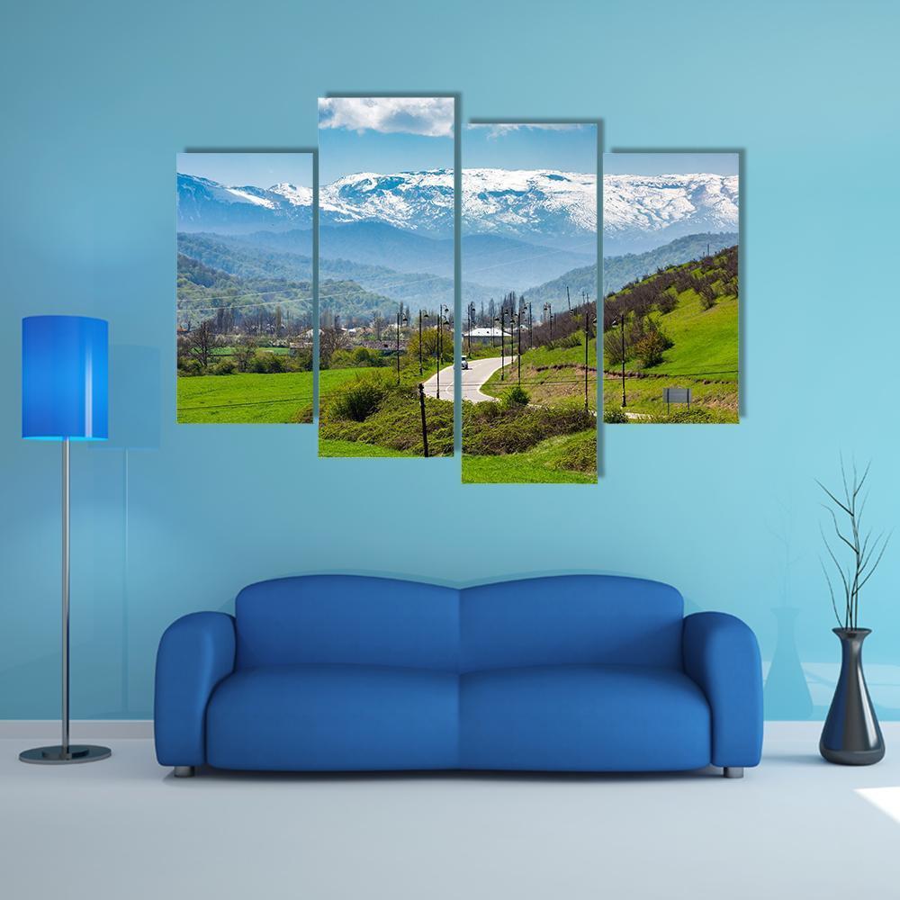 Road In A Mountain Village Canvas Wall Art-4 Pop-Gallery Wrap-50" x 32"-Tiaracle