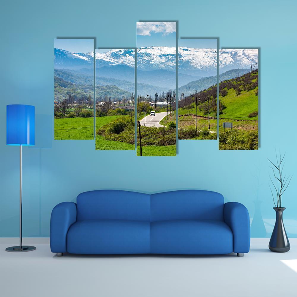 Road In A Mountain Village Canvas Wall Art-4 Pop-Gallery Wrap-50" x 32"-Tiaracle