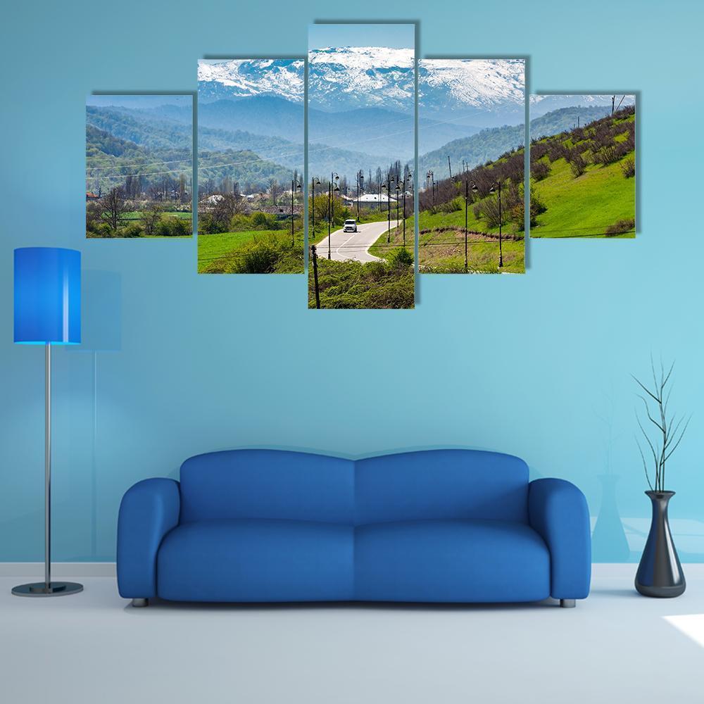 Road In A Mountain Village Canvas Wall Art-5 Star-Gallery Wrap-62" x 32"-Tiaracle