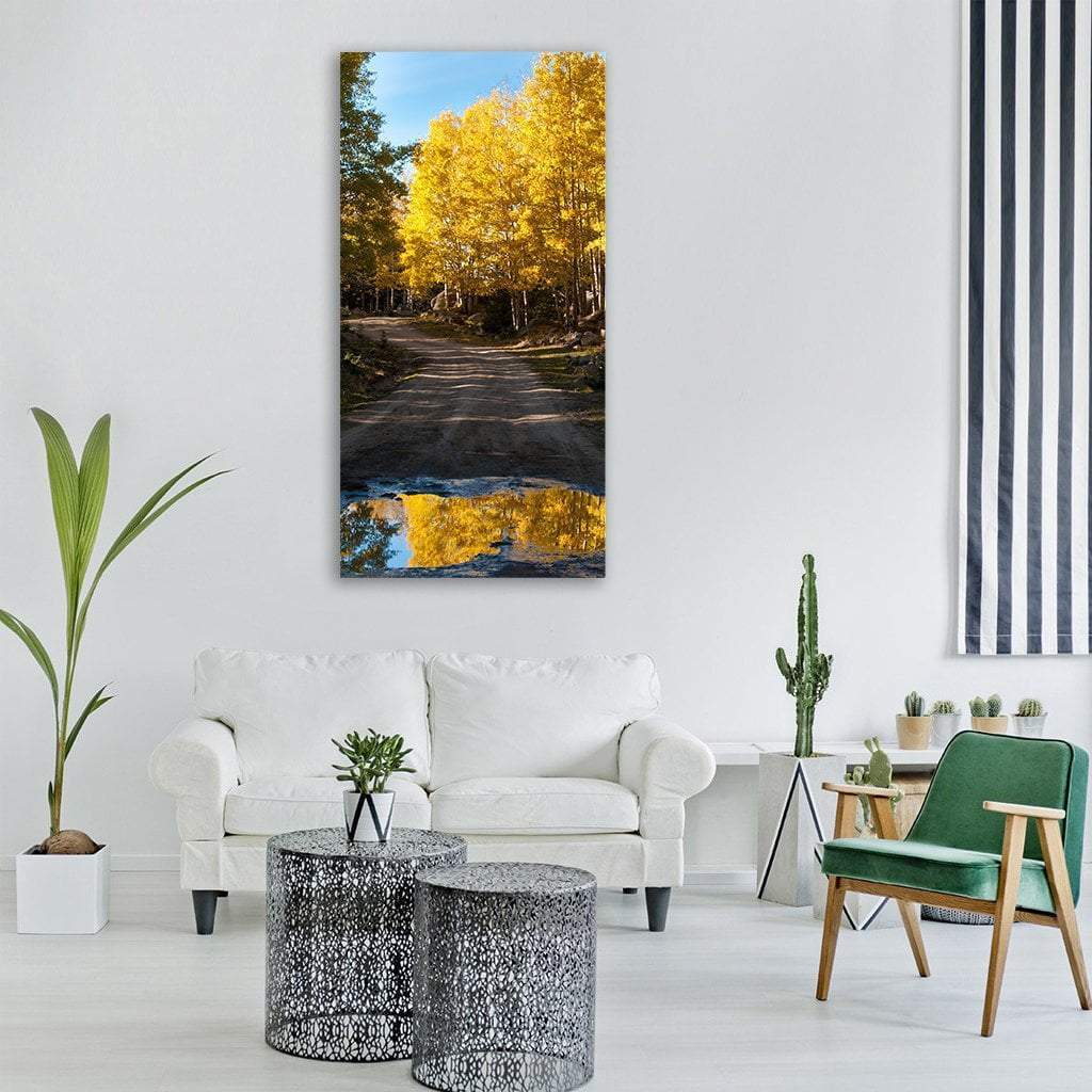 Road In Autumn Fall Vertical Canvas Wall Art-3 Vertical-Gallery Wrap-12" x 25"-Tiaracle