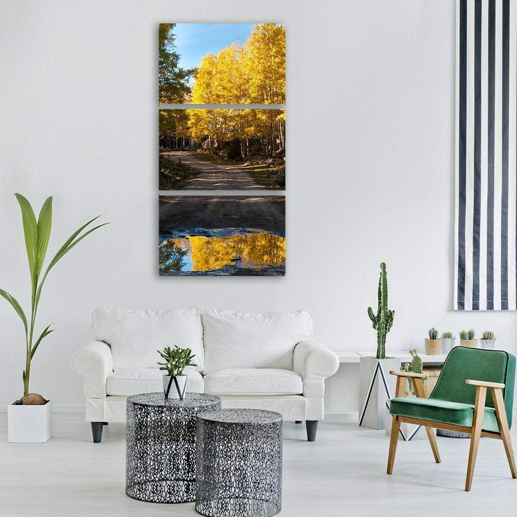 Road In Autumn Fall Vertical Canvas Wall Art-3 Vertical-Gallery Wrap-12" x 25"-Tiaracle