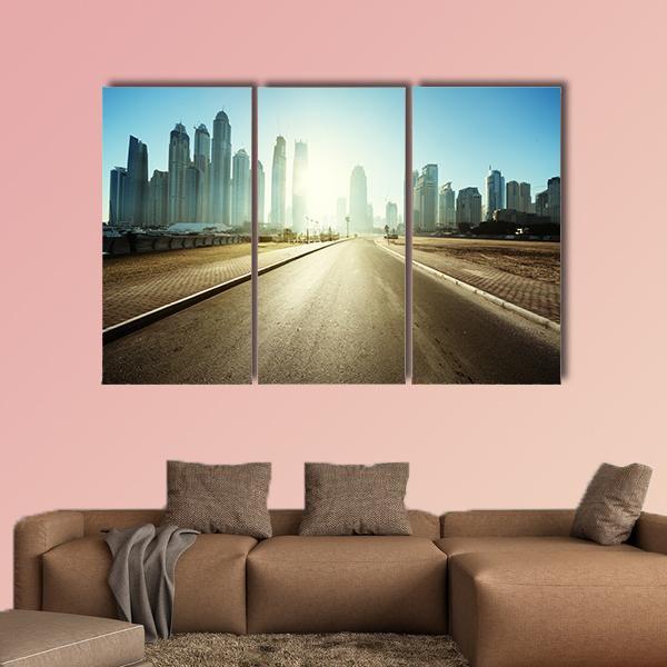 Road In Dubai Canvas Wall Art-3 Horizontal-Gallery Wrap-37" x 24"-Tiaracle