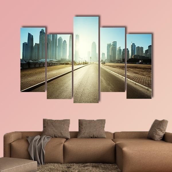 Road In Dubai Canvas Wall Art-5 Pop-Gallery Wrap-47" x 32"-Tiaracle