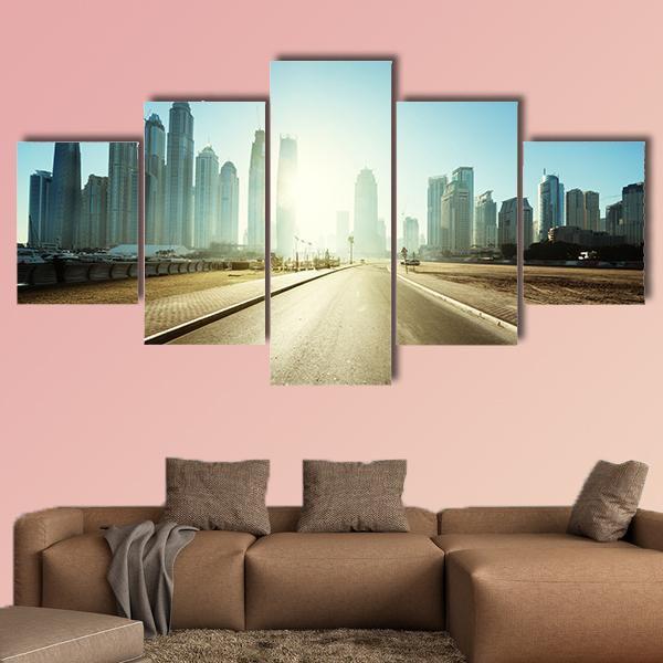 Road In Dubai Canvas Wall Art-5 Star-Gallery Wrap-62" x 32"-Tiaracle