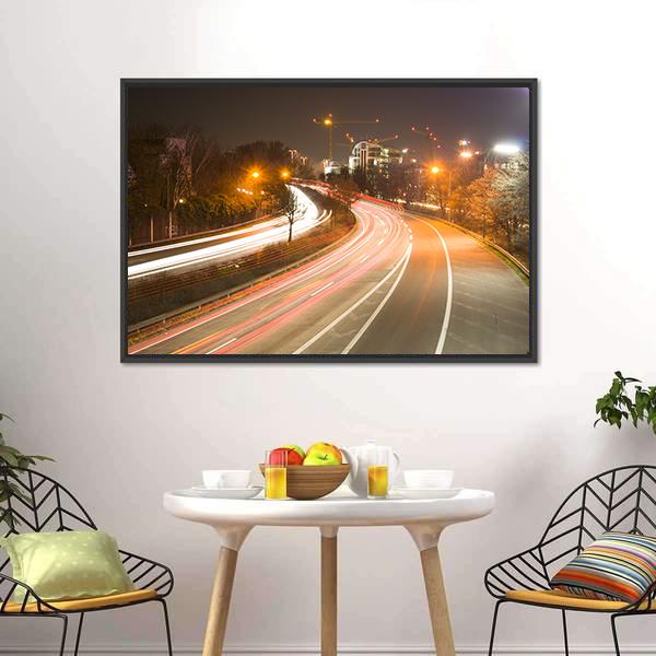 Road In Duesseldorf Canvas Wall Art-1 Piece-Floating Frame-24" x 16"-Tiaracle