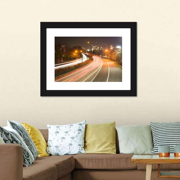 Road In Duesseldorf Canvas Wall Art-1 Piece-Framed Print-20" x 16"-Tiaracle