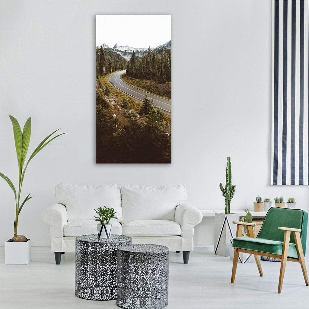 Road In Forest Path Vertical Canvas Wall Art-3 Vertical-Gallery Wrap-12" x 25"-Tiaracle