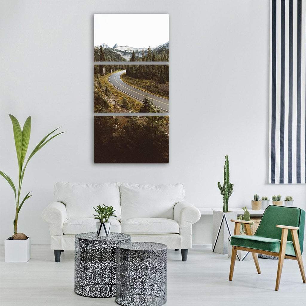 Road In Forest Path Vertical Canvas Wall Art-3 Vertical-Gallery Wrap-12&quot; x 25&quot;-Tiaracle