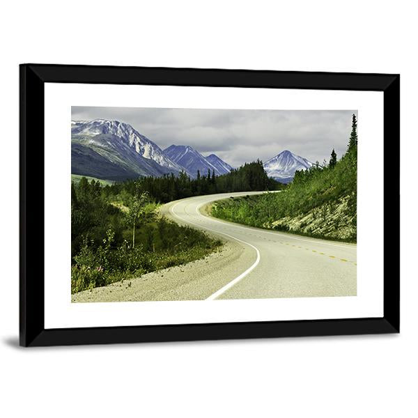 Road In Mountain Alaska Canvas Wall Art-3 Horizontal-Gallery Wrap-25" x 16"-Tiaracle